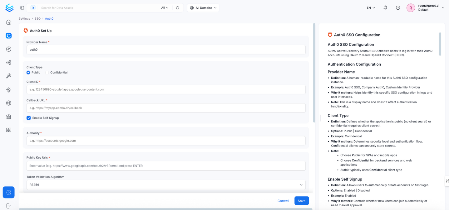 Auth0 SSO Configuration - Public Client