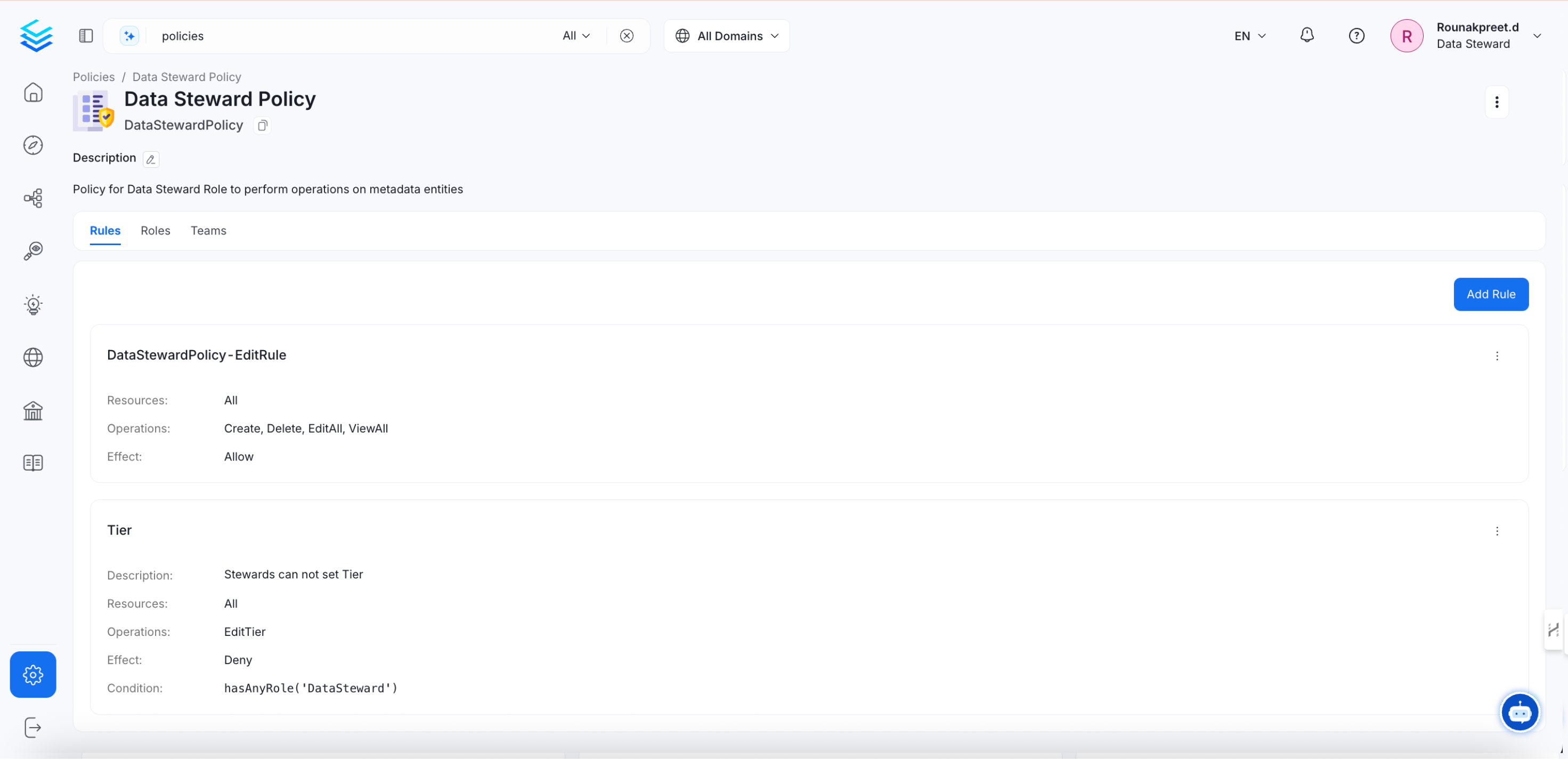 Roles for Data Steward