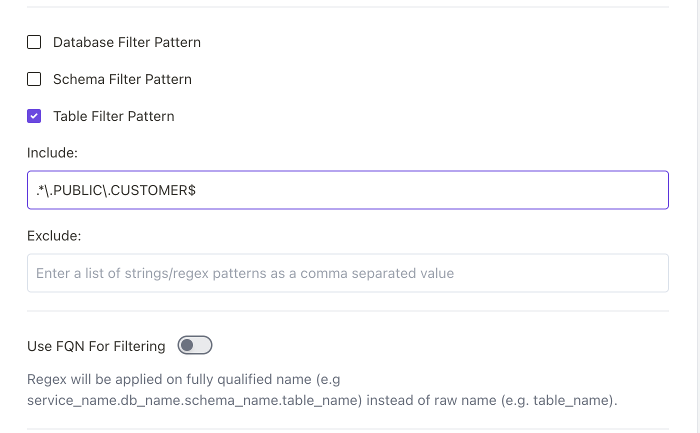 Table Filter Pattern Example 2