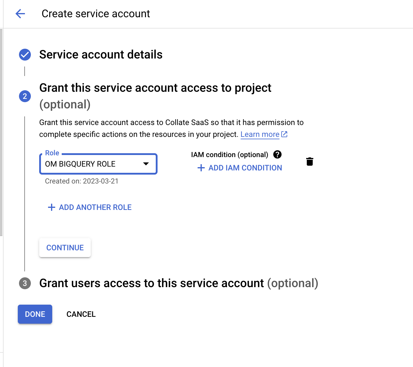 Grant Role to Service Account