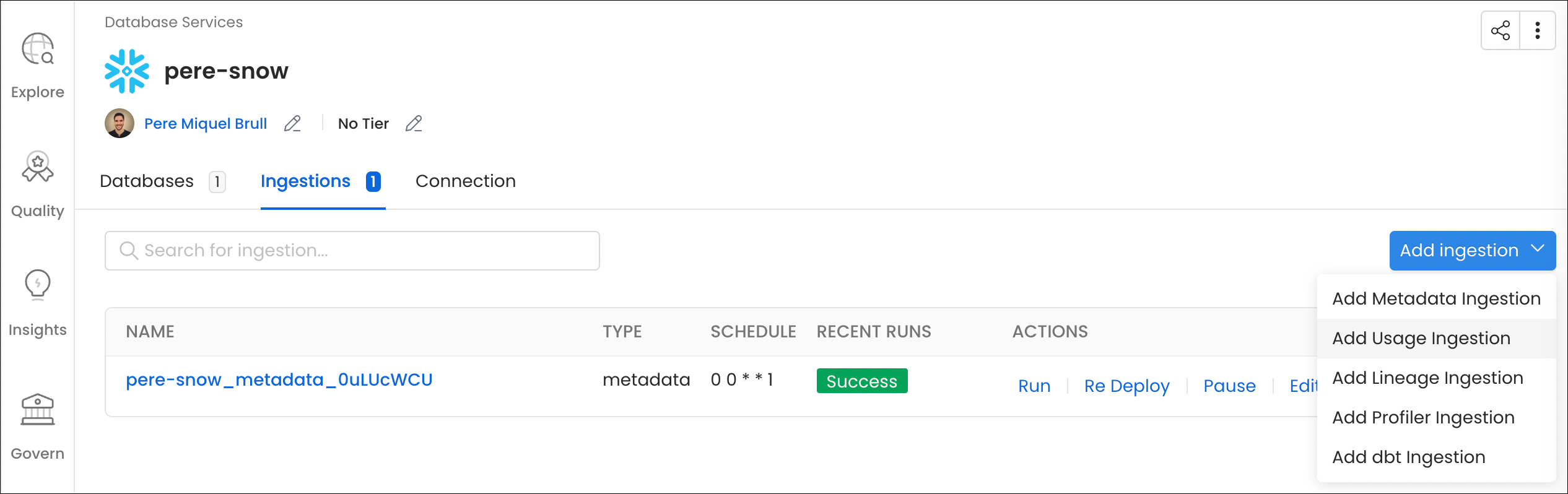 Add Ingestion Pipelines for Usage, Lineage, Profiler, and dbt