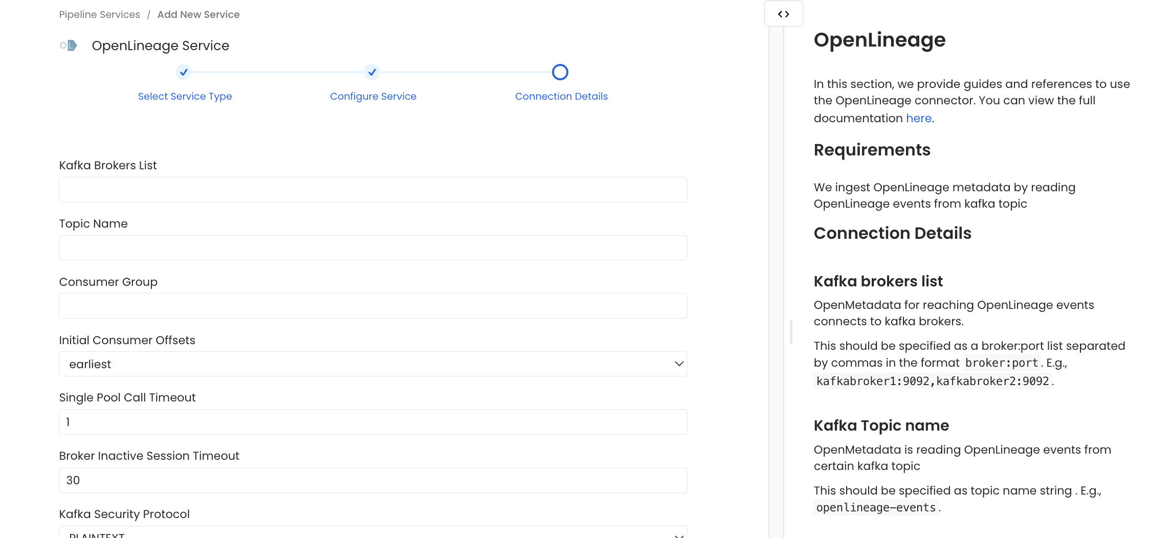 Configure Service connection