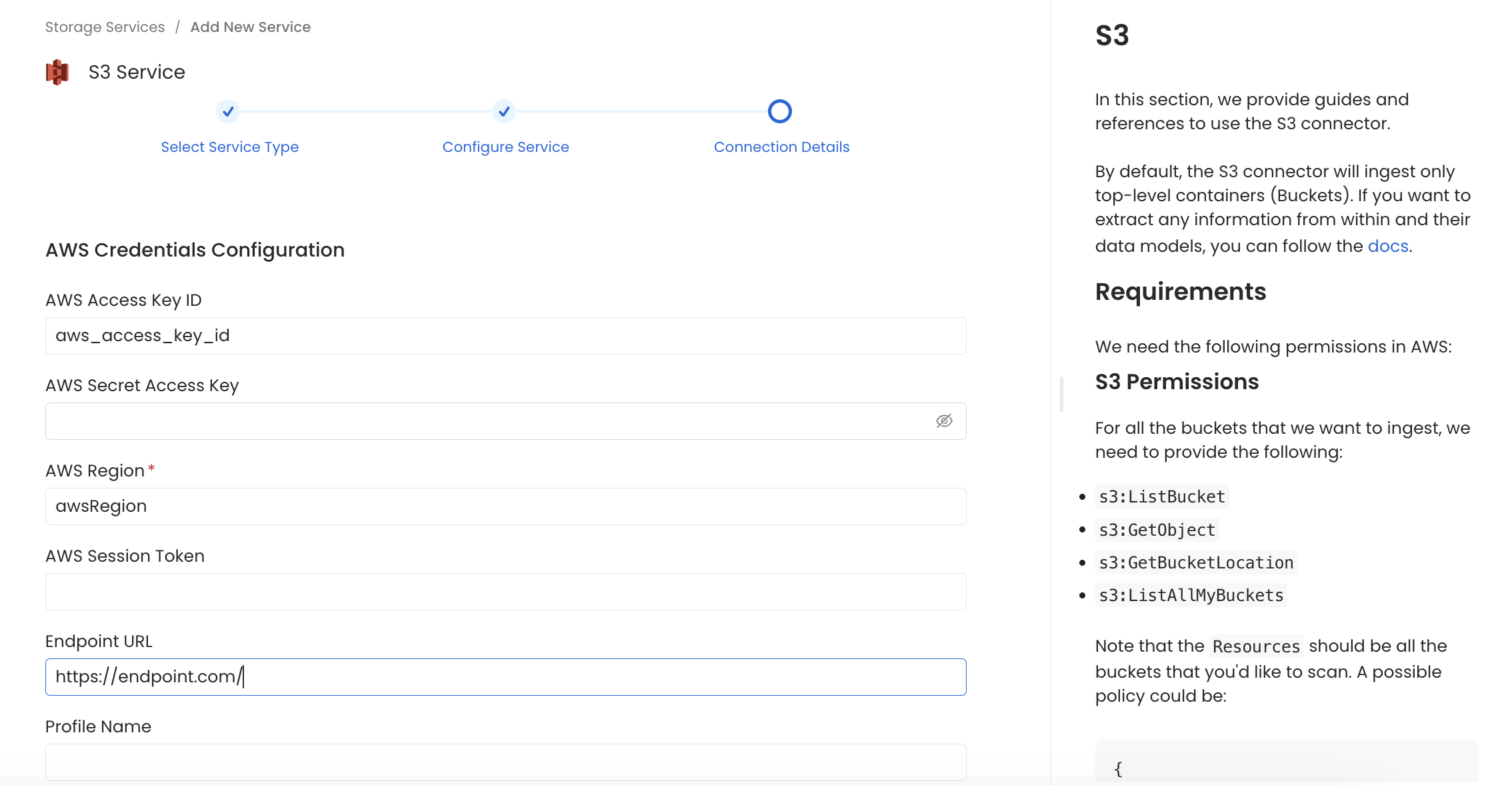 Configure service connection