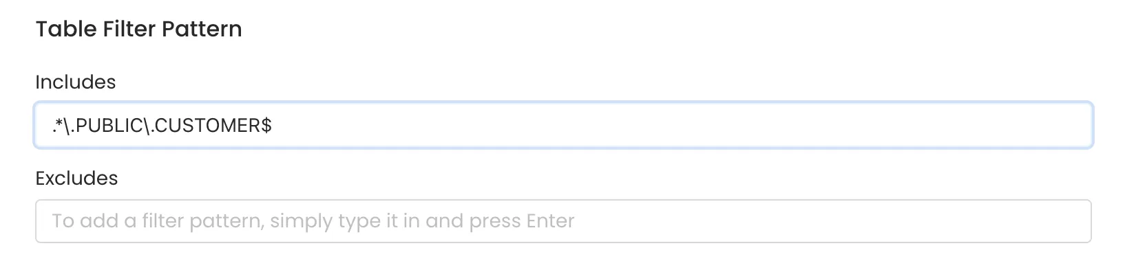 Table Filter Pattern Example 2