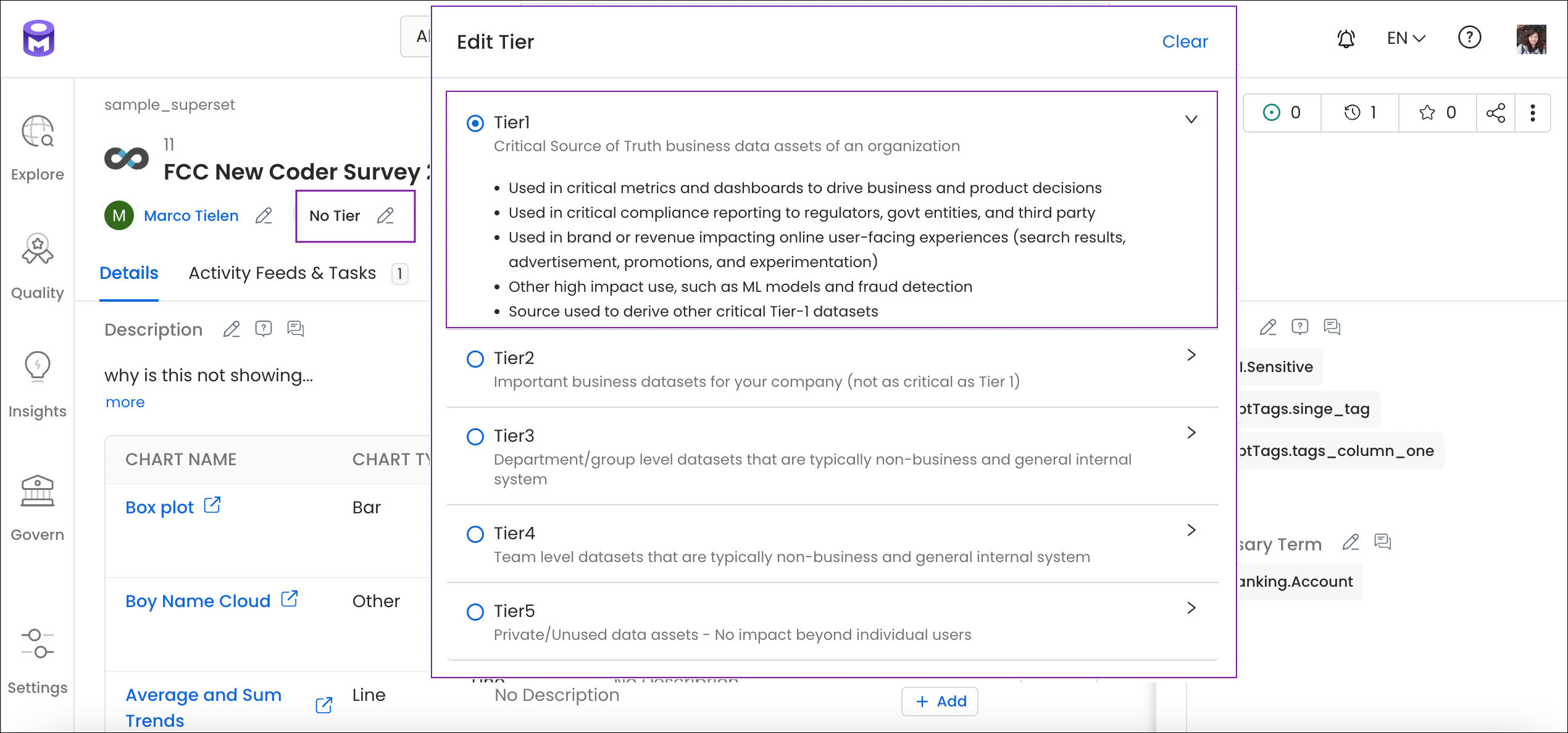 Add a Tier to Data Asset