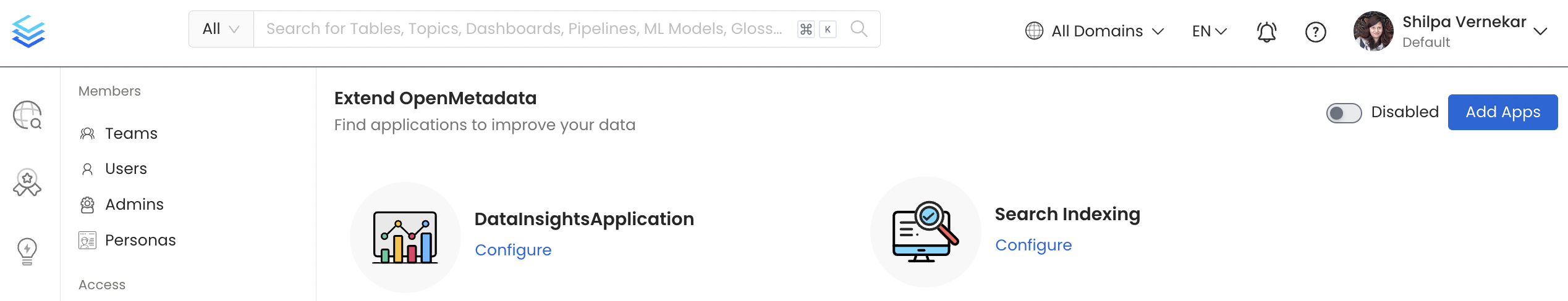 Installed the Data Insights Application