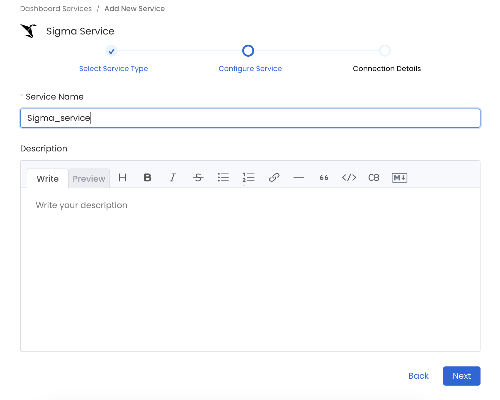 Configure Service connection