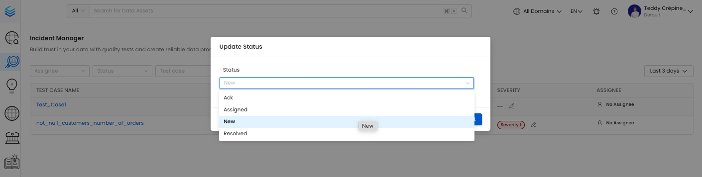 Test suite results table