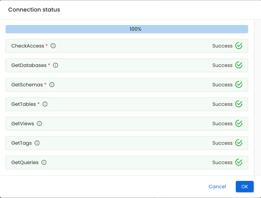 Verifying the Test Connection