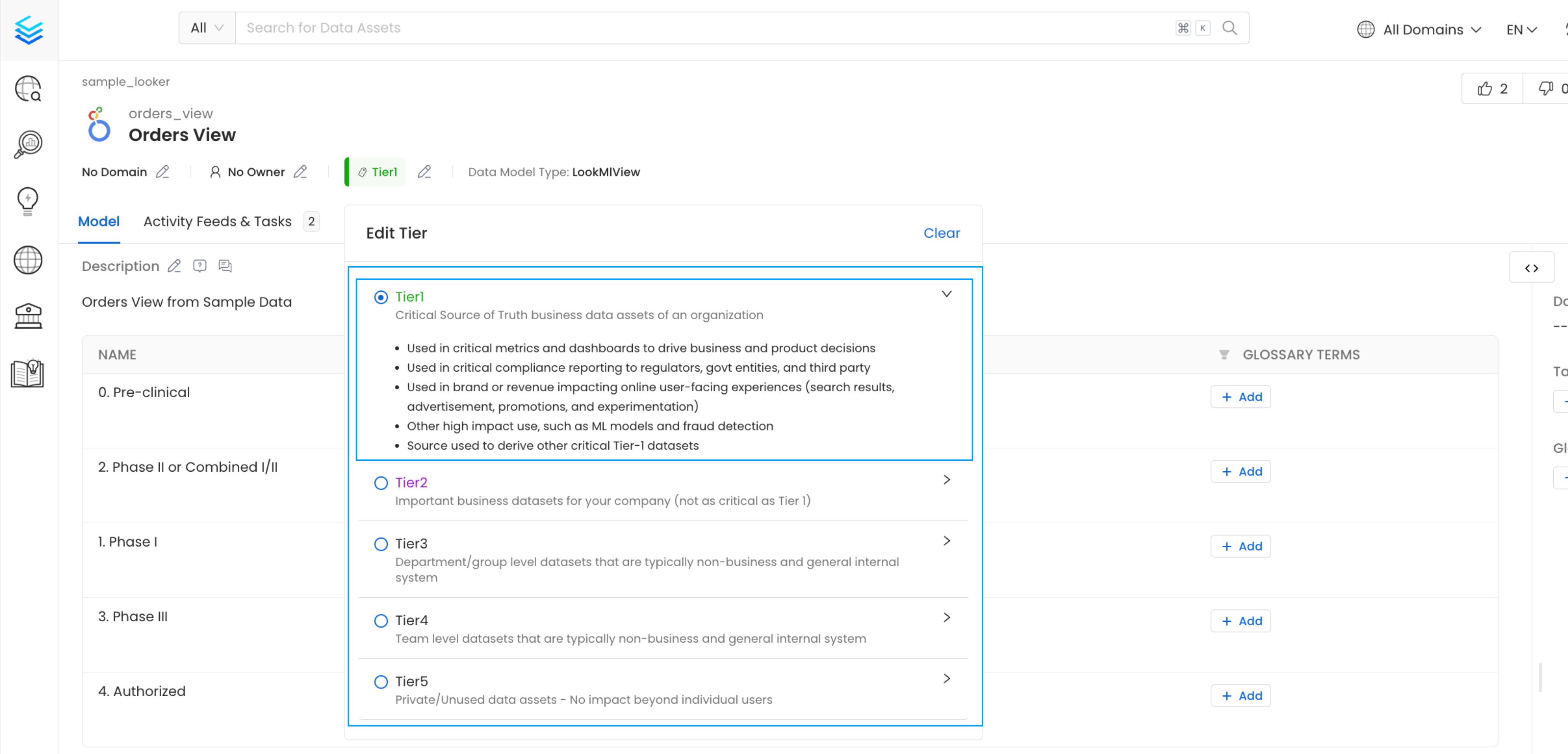 Add a Tier to Data Asset