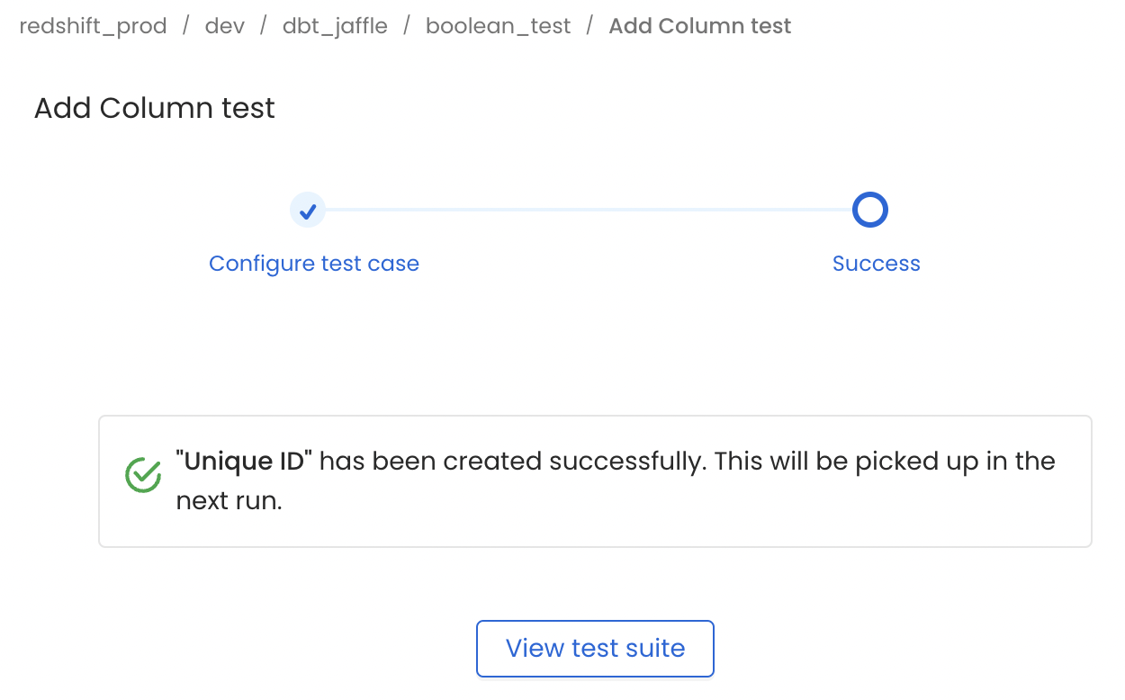 Column Level Test Created