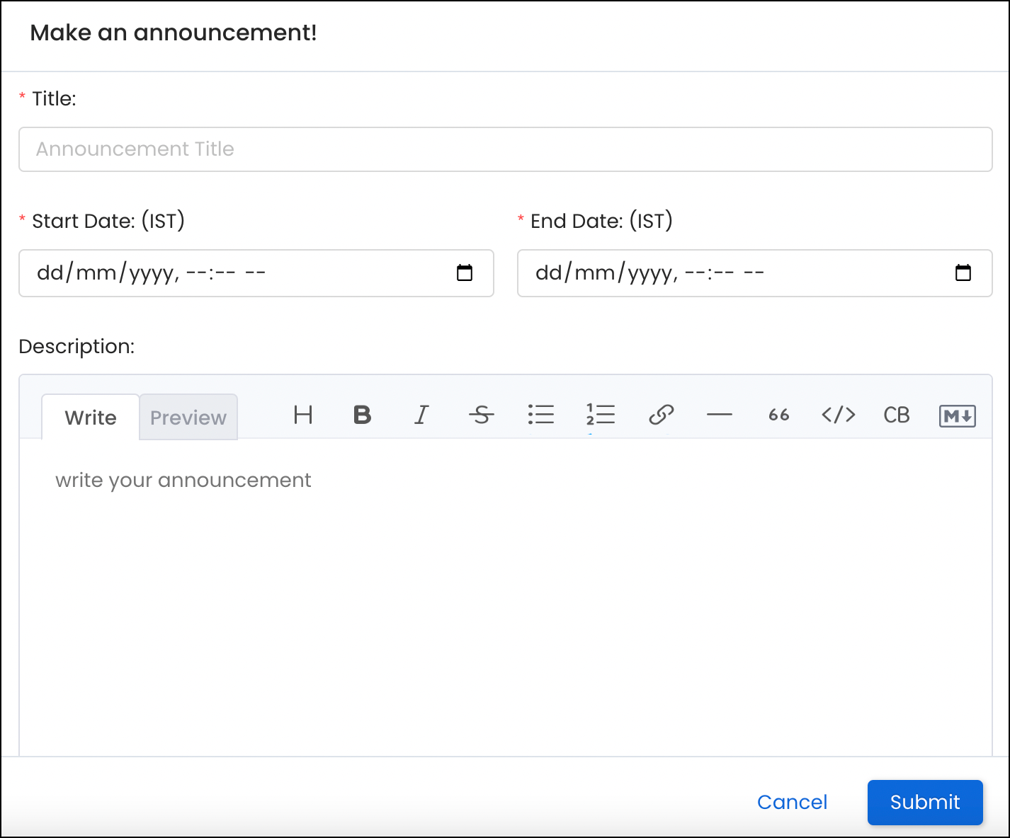 How to Create an Announcement