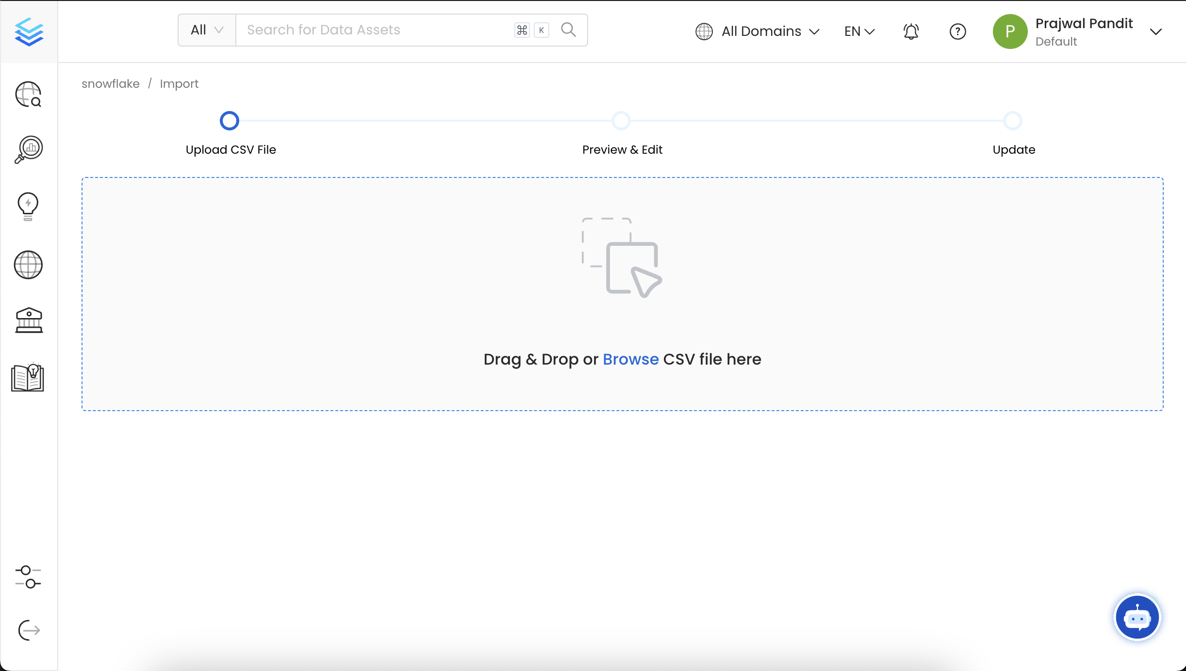 Upload the Database Service CSV file